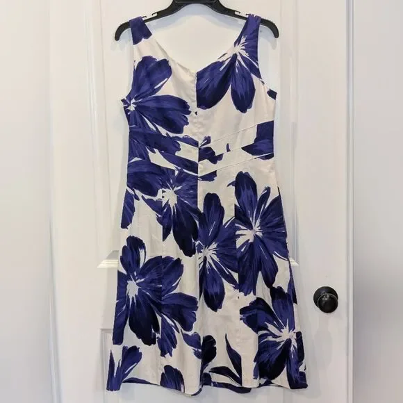 Jones New York Indigo White Floral Dress 6 Wedding Guest Coastal Garden Party - Picture 6 of 6